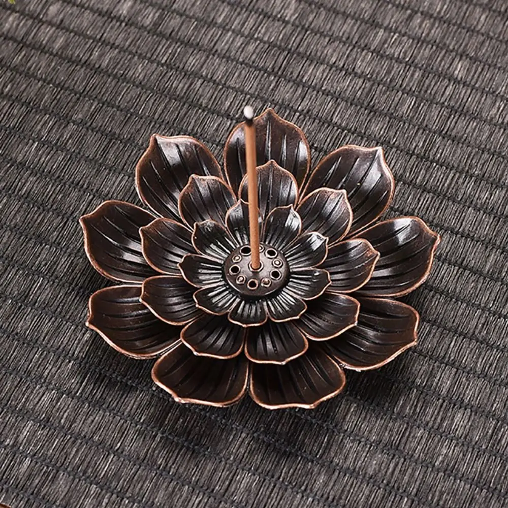 High Quality Alloy Incense Holder Lotus Shape Multi-Hole Incense Stick Holder Decorative Incense Burner Temples Home Office