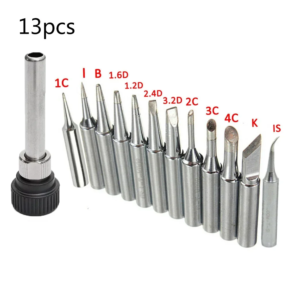 13pcs Soldering Iron Tips 900M-T For 907 933 926 937 928 94 Station Tool  Power Tools Welding Soldering Handle Adapter