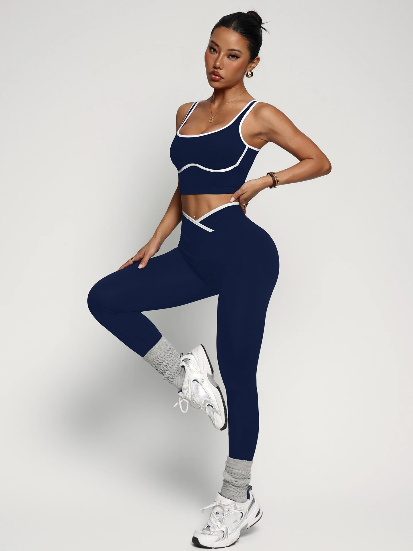 2-piece yoga exercise set, bra, vest, pants, fitness suit, yoga suit, women's high waist and hip lifting yoga suit set