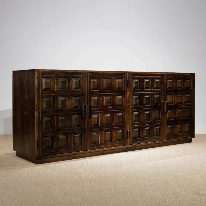 Long cabinet hand-carved solid wood side cabinet