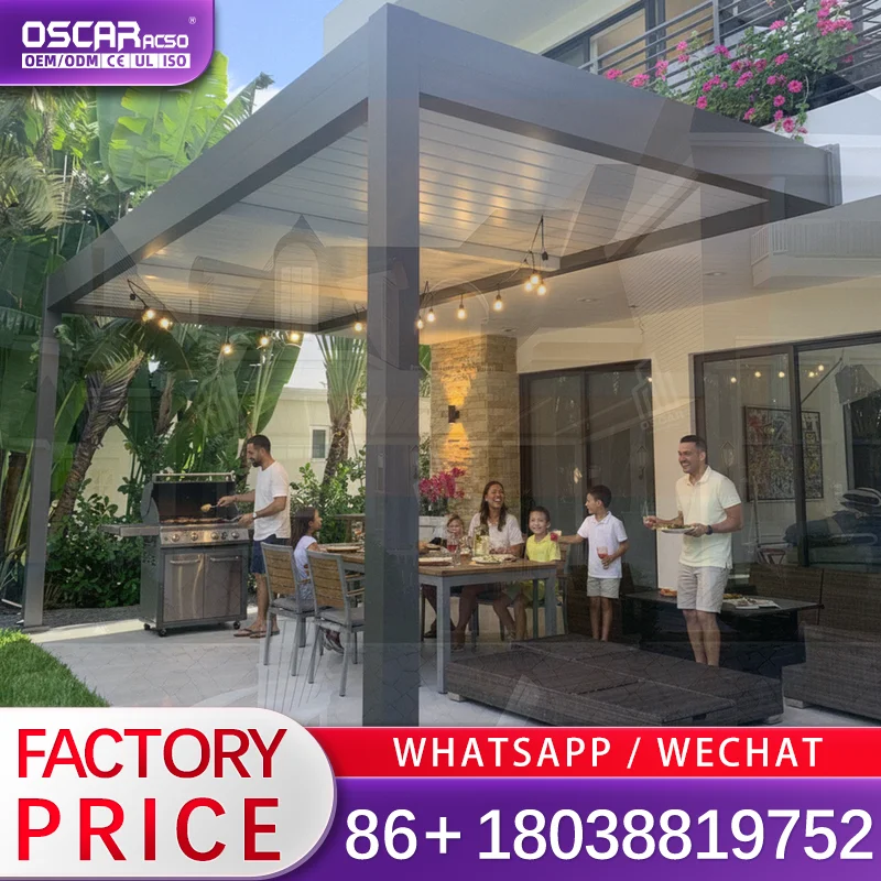 Aluminum Alloy Waterproof Louver Roof Kits With Customizable Dimensions For Outdoor Patio Garden Balcony EcoFriendly Pergola Gaz