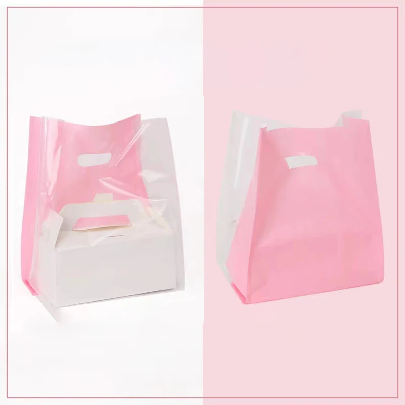 50Pcs/lot Transparent Plastic Gift Bag With Handle Christmas Wedding Party Gift Bag Candy Cake Baking Packaging Bag