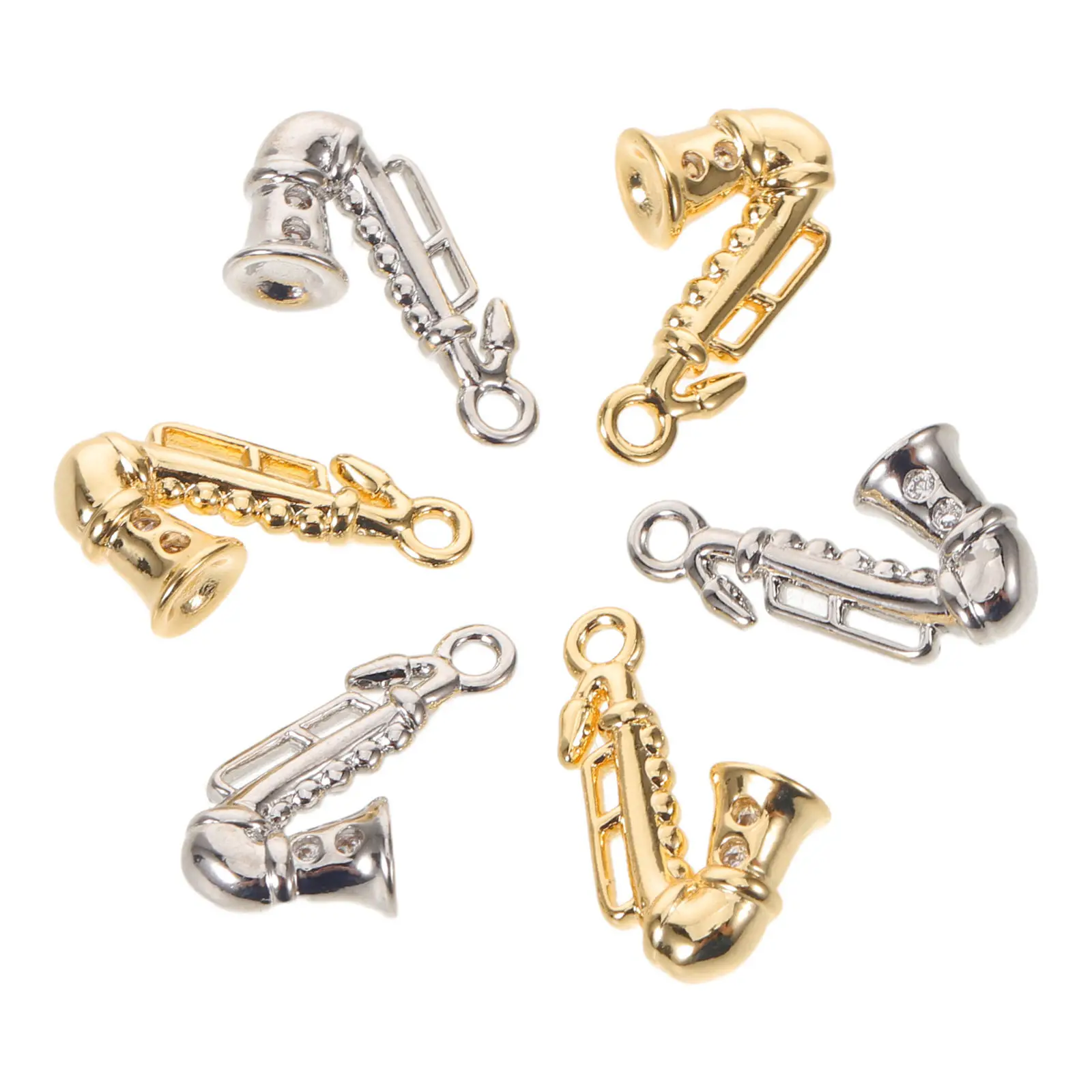 

6Pcs Saxophone Charm Pendant Musical Instrument Ornament Metal Music Theme Jewelry Making Charm for DIY Necklaces Bracelets