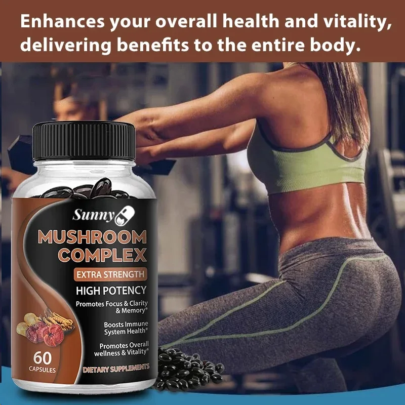 Mushroom Complex Power Supplement - Cordyceps Reishi, Immunity, Stress, Energy, Mental Clarity And Support - Brain Booster