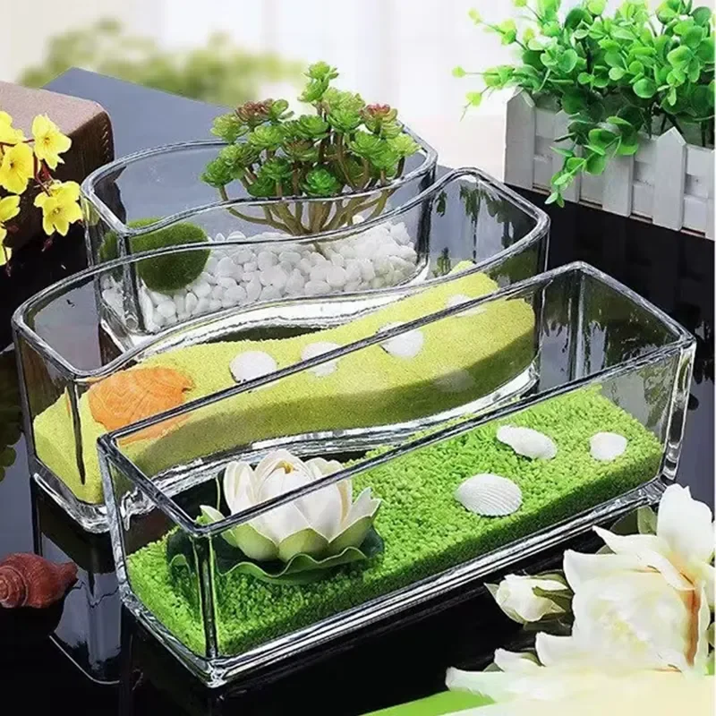 Factory Wholesale Cheap Office Table Decoration Fish Home Mini Aquarium Fish tank Portable Glass Fish tank Aquarium