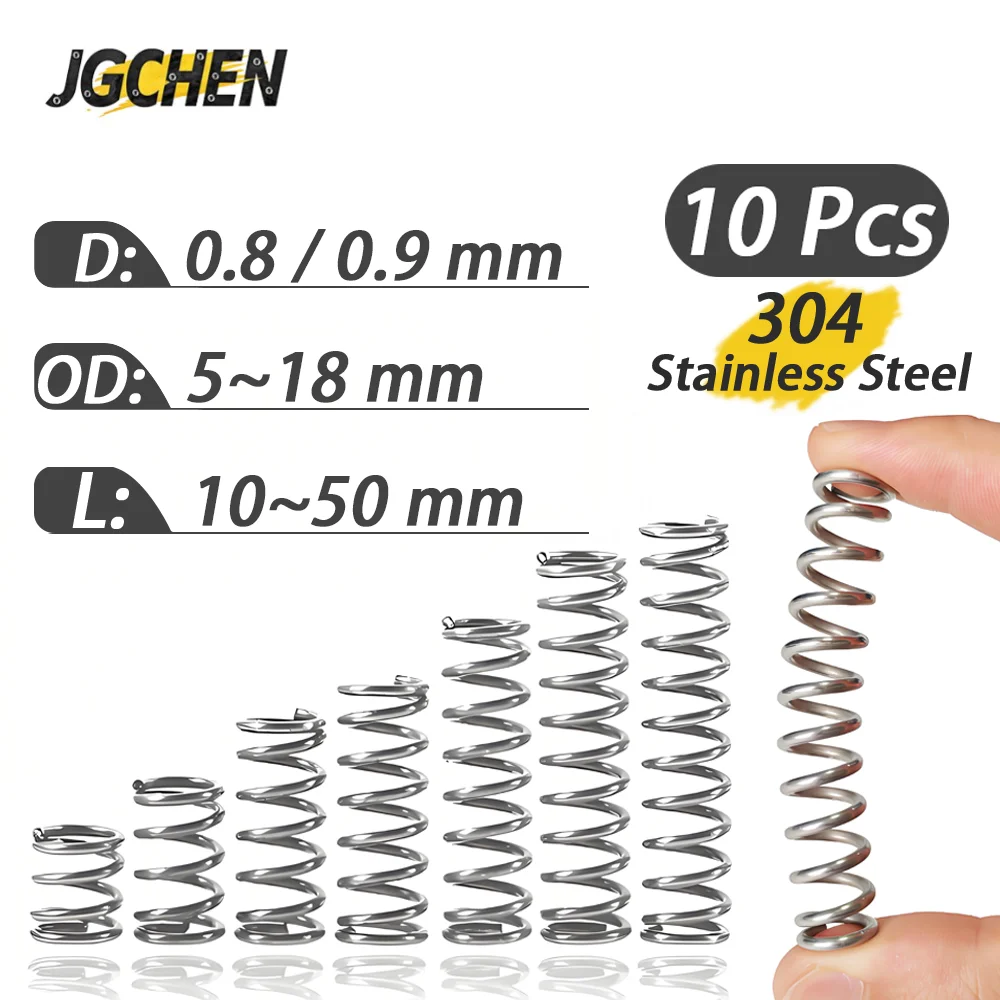 

304 Stainless Steel Compression Springs Set 0.8~0.9mm Micro Small for Mini Stainless Steel Springs for Repairs Precision Parts