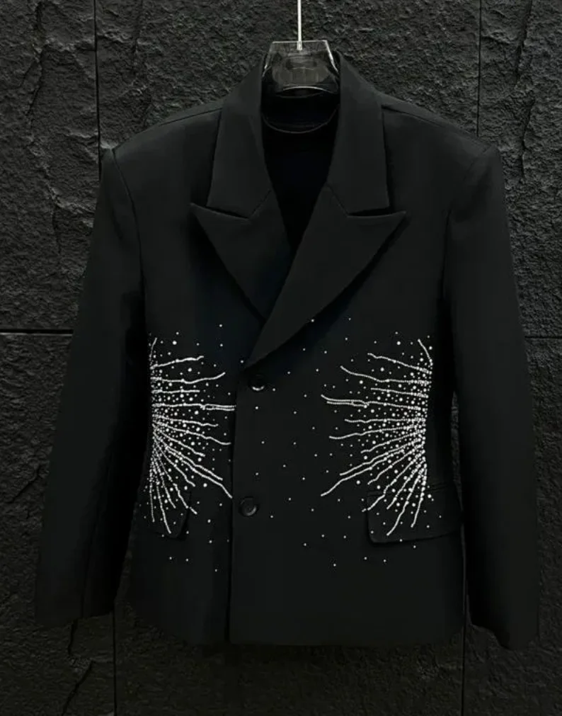 New Arrival Tailored Wedding Suits for Man 2Pcs Blazer Pants Peak Single Breasted Crystal Hot Fix Evening Party Customized