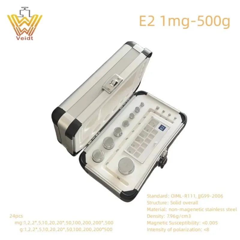 الوزن F1 1mg-2kg الصناعة القياسية اختبار الدقة كتلة القياسية 27 قطعة الفولاذ المقاوم للصدأ معايرة الوزن مجموعة
