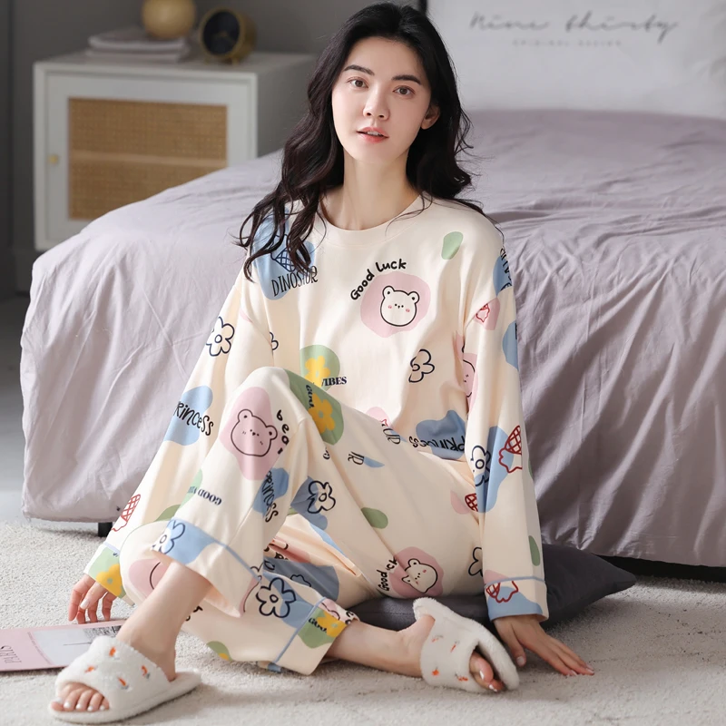 

Pajama Sets Y2K Women Korean Heart Pure Matching Couples Short European Loose-Fit Long-Sleeved Kawaii Chinese Strawberry Double