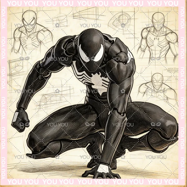 

Adults Fun MESS TOYS Black Neighbor Symbiotic Spider-Man Black Venom Warsuit Joint Hands-on Collection Model Toys Gift