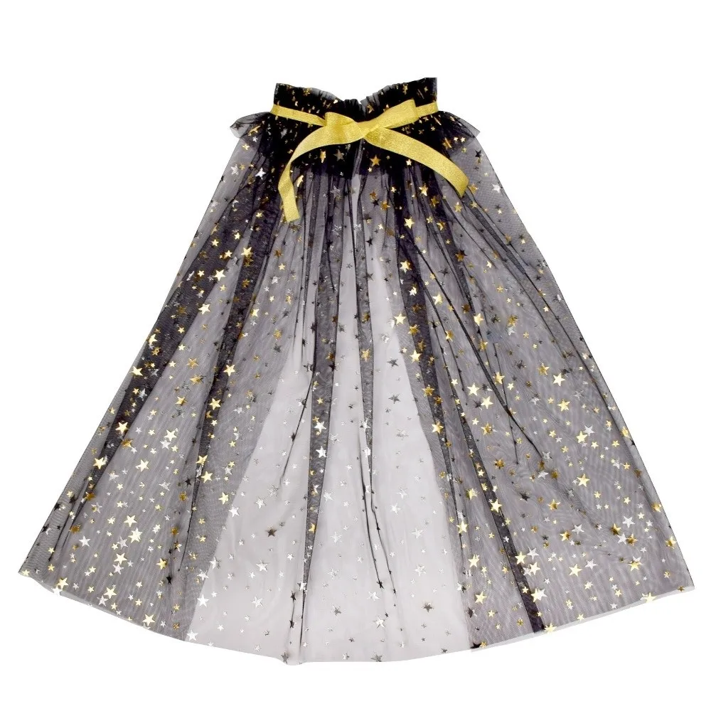 Nowa Sukienka Księżniczki z Cekinami dla Dziewczynek, Urocza, Elegancka Peleryna z Siateczki, Słodka Peleryna z Tiulu do Cosplayu, Akcesorium do Występów