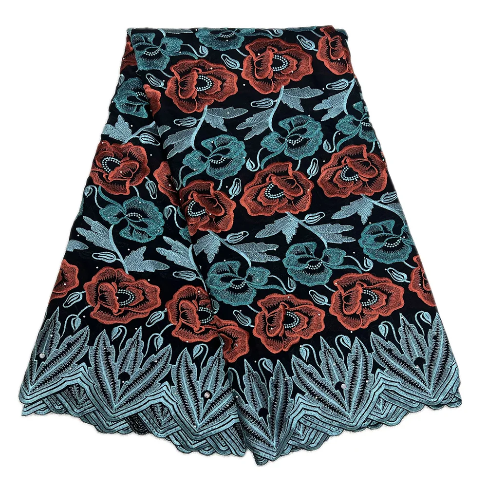 Hot Sale Printed Cotton Lace Fabric 2025 Fashion Cotton Swiss Voile Lace Women African Embroidery Lace For Evening Dresses