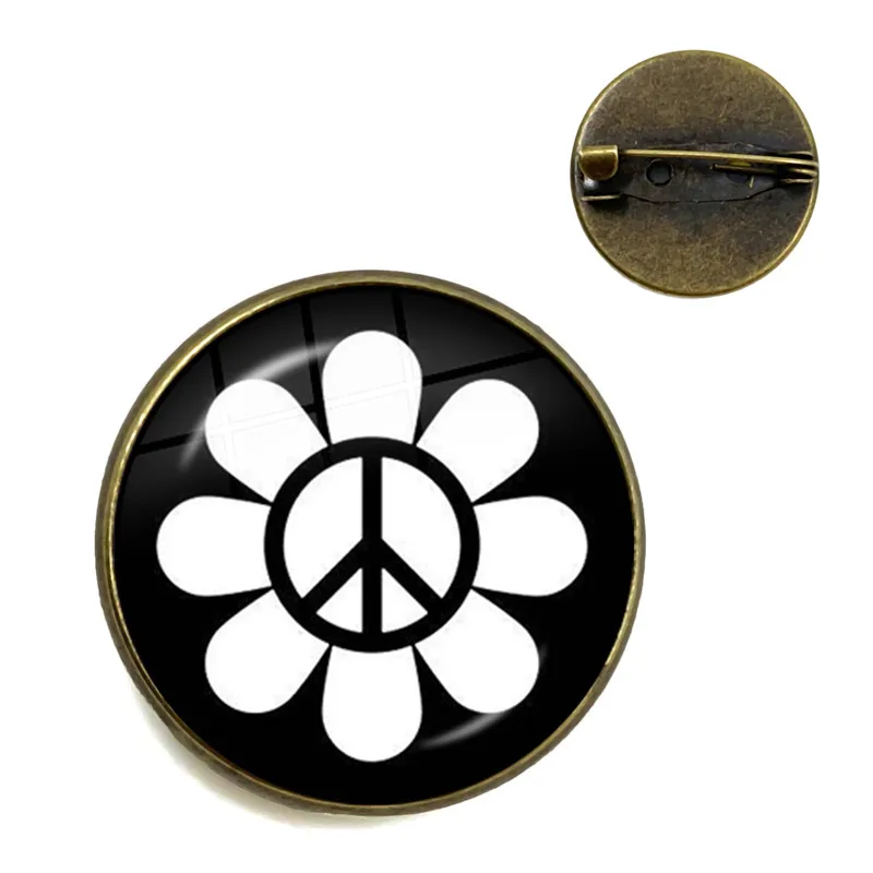 Peace Sign Brooch Love Bus Surf Van Beach Summer Hippie Peace Car Retro Vintage Flower Power Hippi Collar Pins Jewelry Seventies