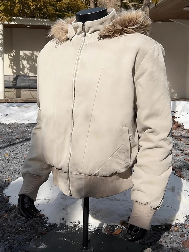 الأمريكية Sle الأسد الفراء طوق مقنعين القطن Jaet الرجال النساء الشتاء Thiened الدافئة التفكيك معطف القطن الجبل #3