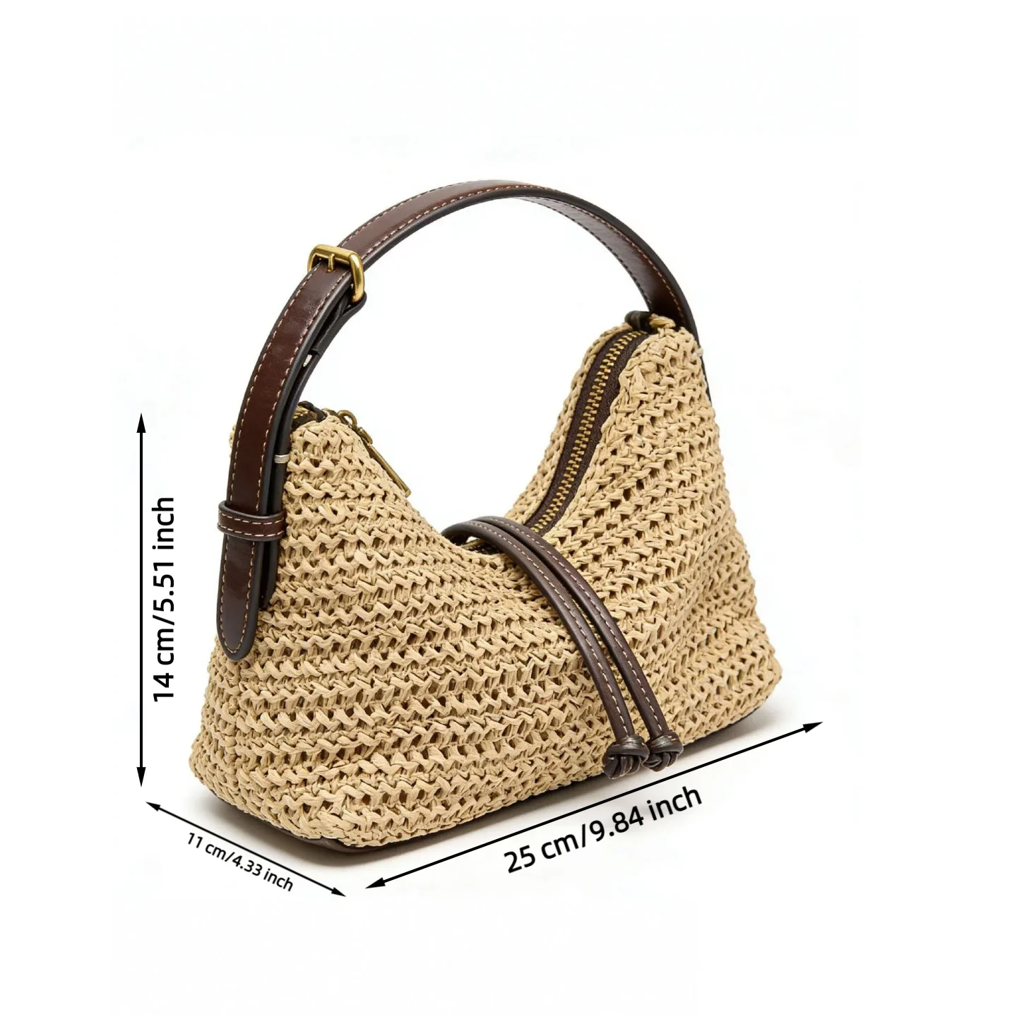 Sac à Épaule en Paille Tressée - Half Moon Crescent avis et prix
