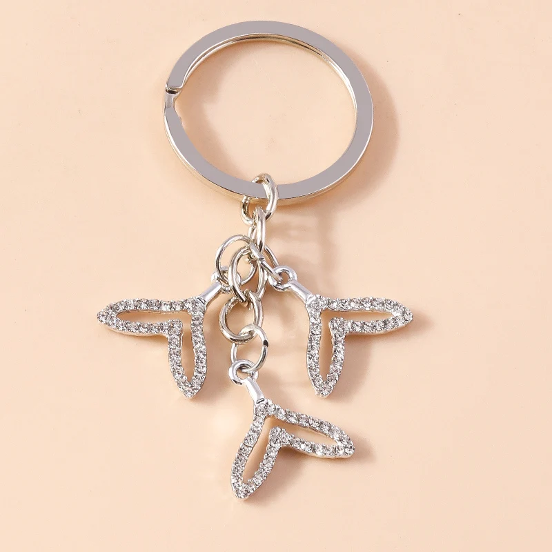 Fashion Crystal Mermaid Keychain Animal Keyrings Gift for Women Girls Handbag Pendants DIY Car Key Holder Accessories