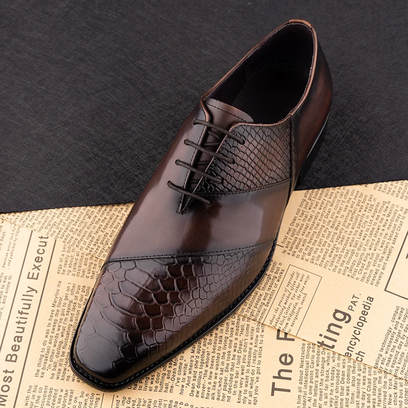 Men Fashion Handmade Dress Shoes Luxury Leather Oxford Shoes Daily Wear Men's Business Casual Office Shoes Coffee Black