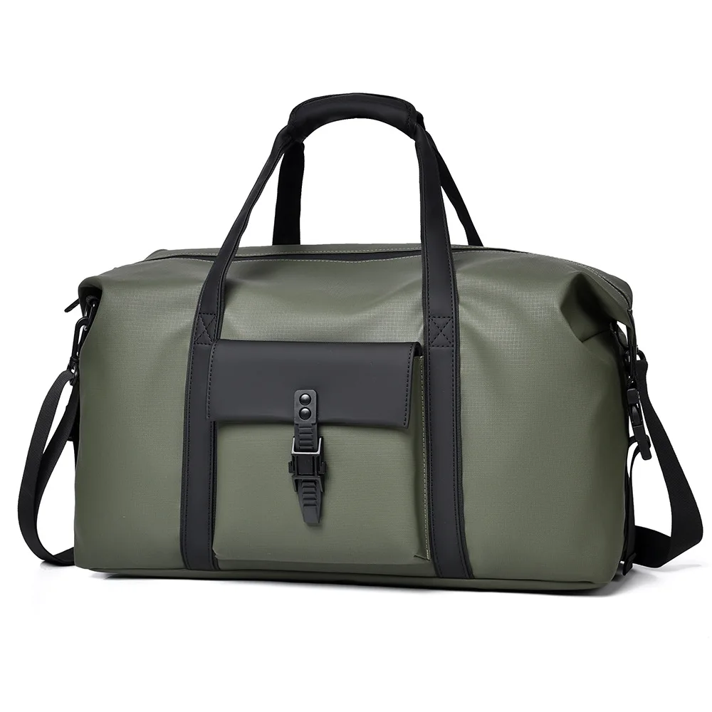 Men Travel Duffel Bag Waterproof Nylon Weekender Handbag Male Casual Crossbody Shoulder Pack With Front Flap Pocket For Gym Trip