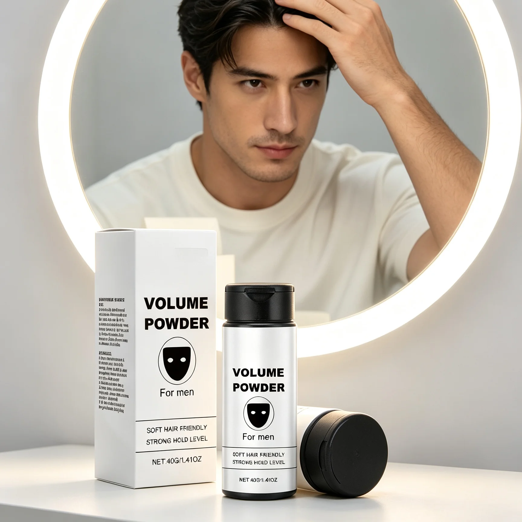 Men Hair Volume Powder Strong Hold Hair Texturizing Powder Instant Fluffy Matte Styling Powder for Fine Flat Thinning Hair 40g