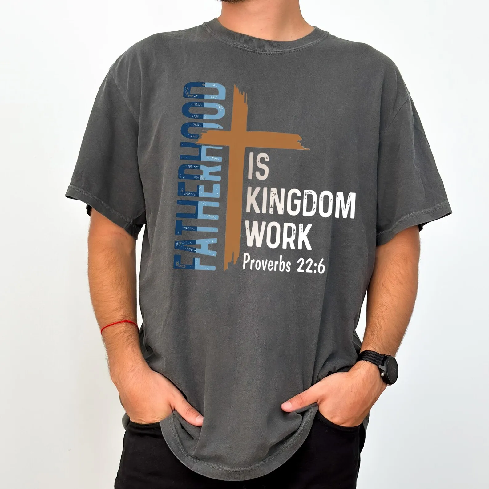 Fatherhood Is Kingdom Work Shirt Gift for Dad Christian Tshirt Tee T-shirt