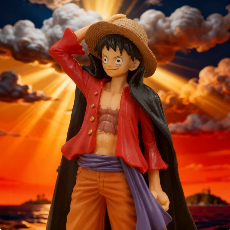 Bandai 15cm Integrated Luffy Hat Wearing Action Doll Statue Anime Character PVC Model Doll Series Toy Gift for Children