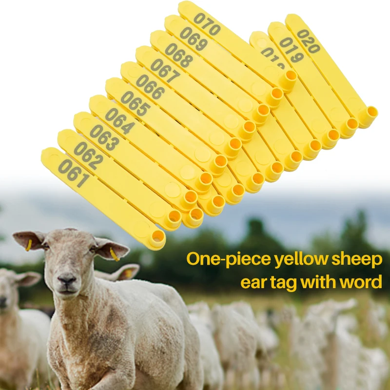 Livestock Sheep Goat Ear Tags N0.001-100 Laser Typing Nylon Plastic Head Farm Animals Idetification Card 100 pcs