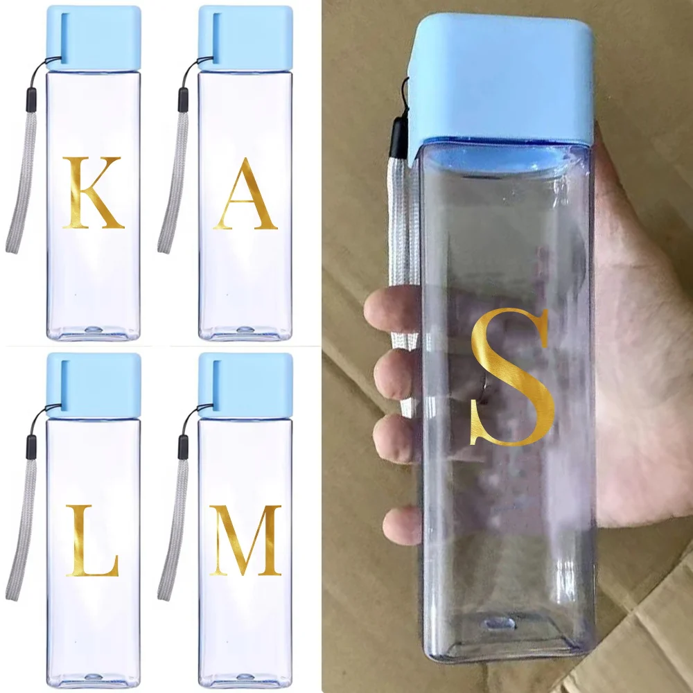 

Plastic Leak-Proof Sports Water Bottle Daily Sports Coffee Container Lightweight Tea & Coffee Storage Cup Unisex Letter Pattern