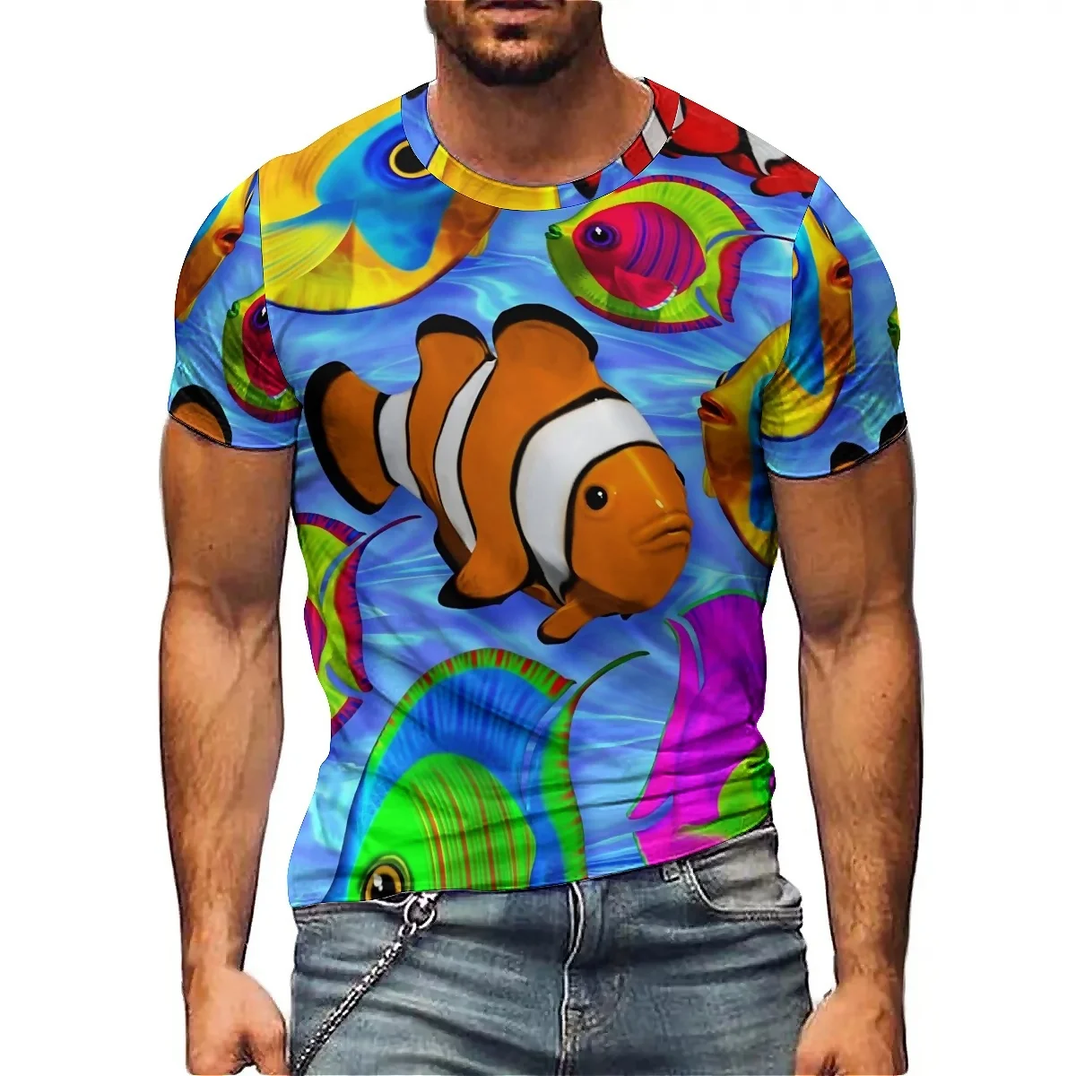 

Hip-hop Style Men's 3D Printed Short-sleeved T-shirts, Soft and Comfortable, High-quality Men's Printed Short-sleeved T-shirts