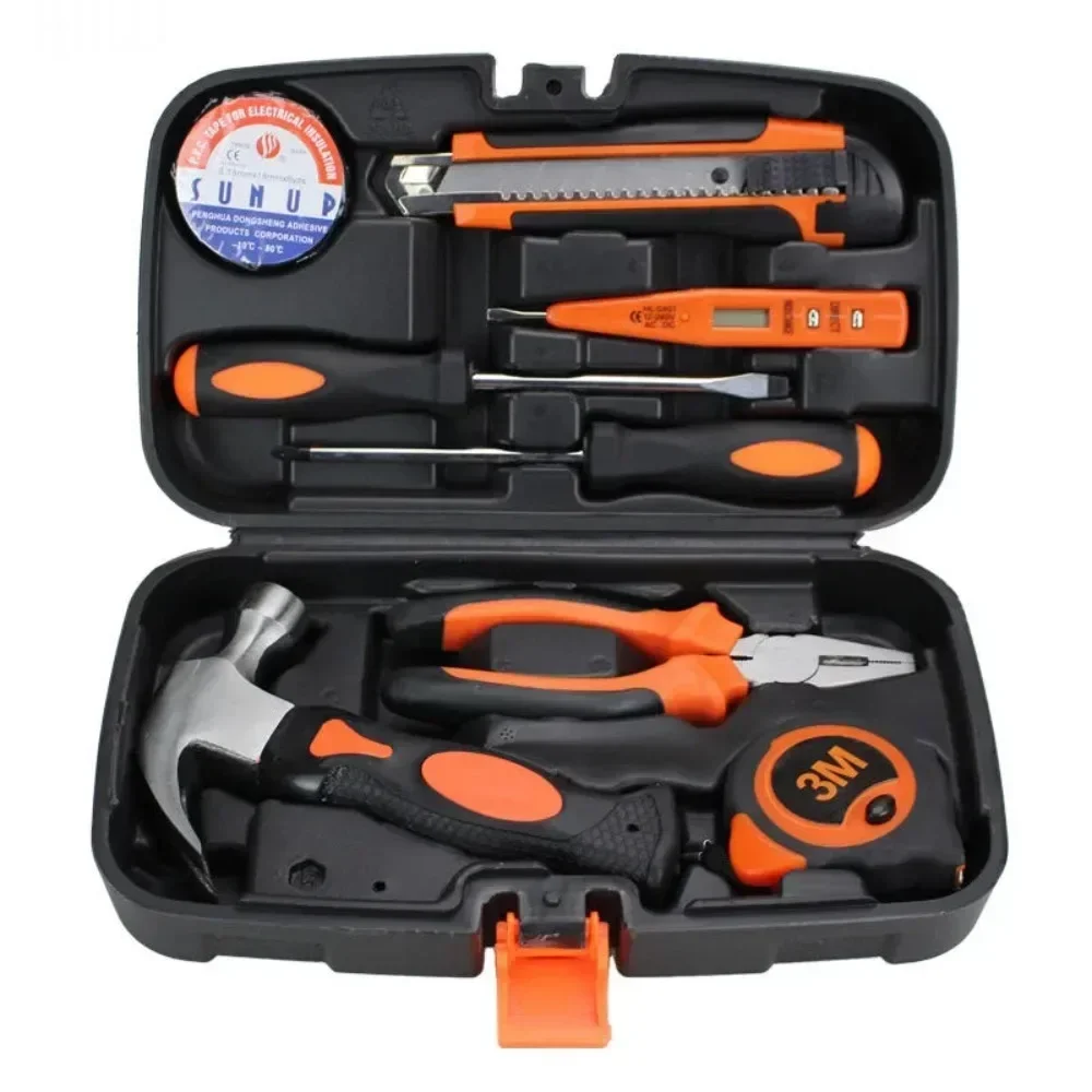 

Multifunction Hand Tool Set Household General Kit Hardware 9PCS Repair Tool Box With Screwdrive Knives Hammer Wire Pliers