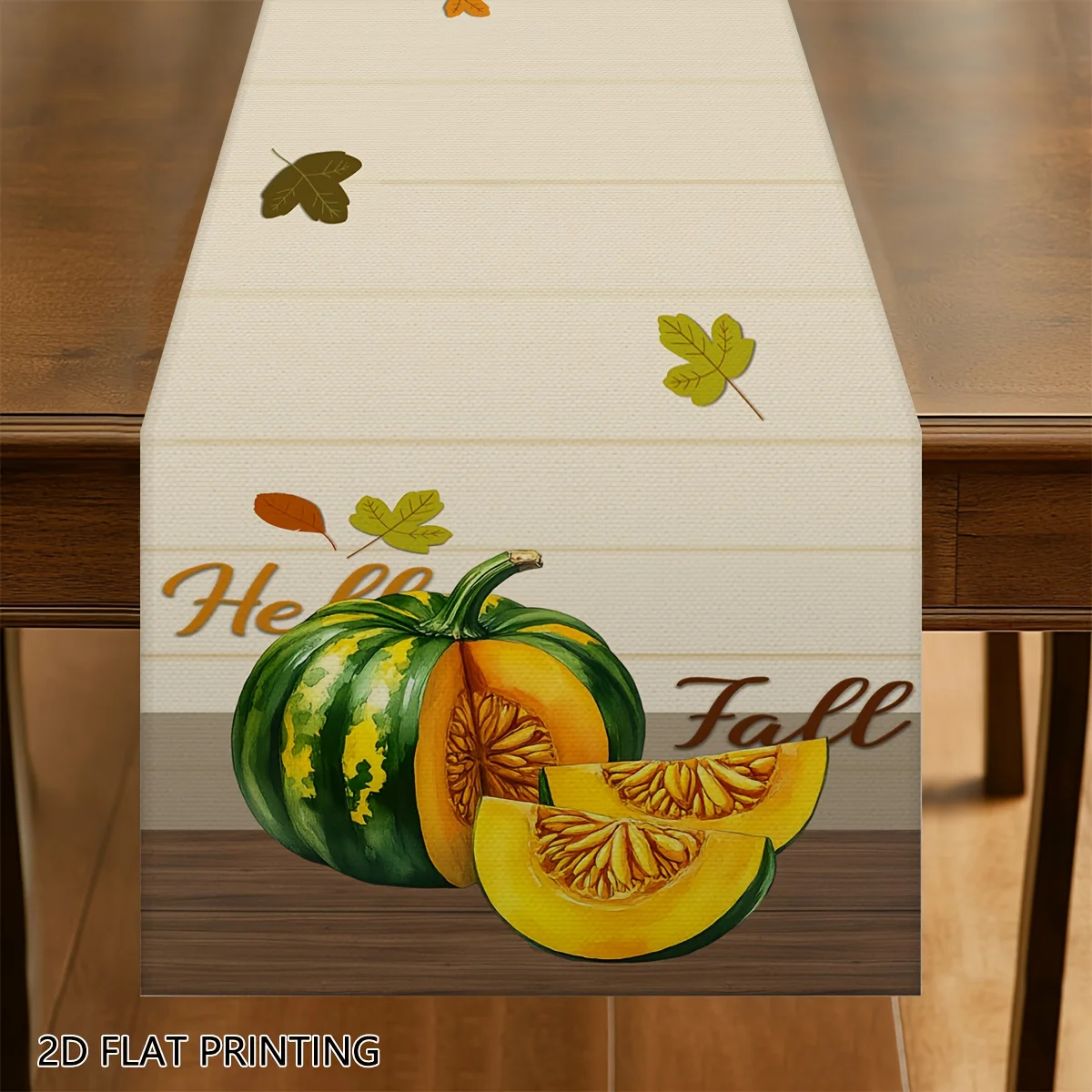 

1Pc Fall Harvest Table Runner - Fall Kitchen Decor with Pumpkin and Leaves Design, Fits Restaurants, Homes, Harvest Parties, Pastoral Markets.