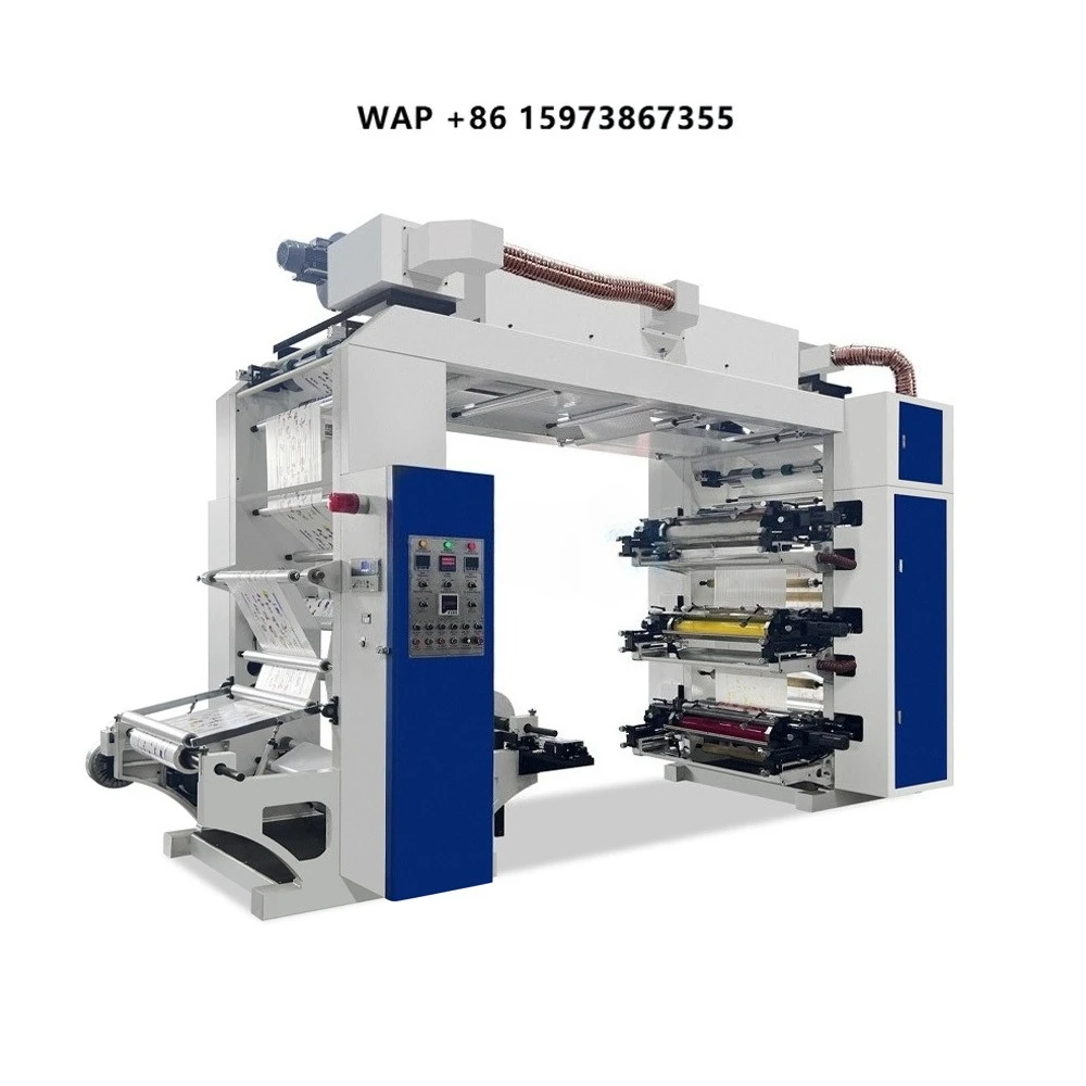 High Speed 6 Color Paper Plastic Bag Stack Roll to Roll Flexographic Printing Machine Printer Price