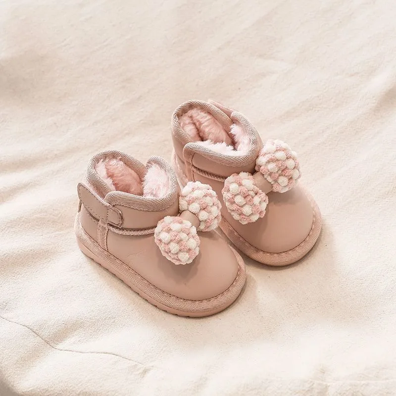 Baby Girls Winter Snow Boots Warm Lined Non Slip Infant Toddler Booties for Cold Weather Cute Design Baby Shoes