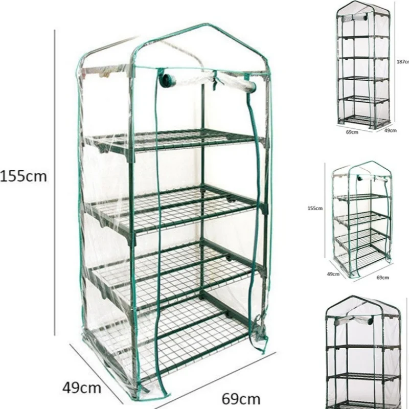 Two, Three, Four, Five Tier Garden Conservatory Cover Easy To Assemble Clear PVC Scroll Zipper Design Greenhouse Plant Cover