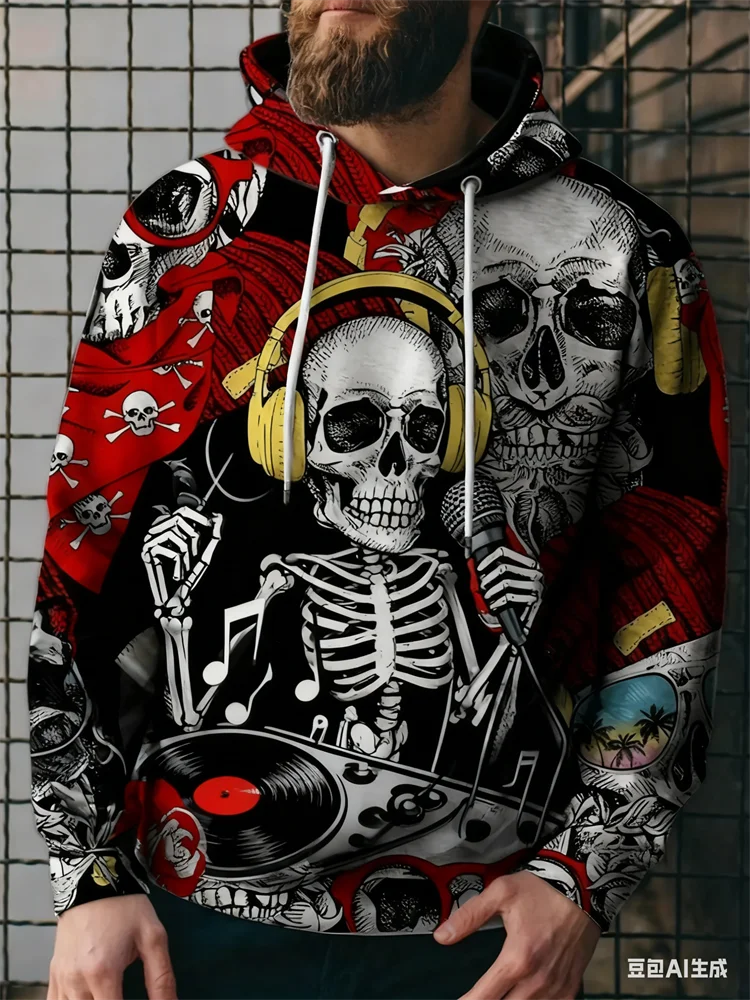Herbst Dazzling Cool Schädel Hoodies 3D Erschreckende Muster Print Streetwear Pullover Tops Freizeit Mode Langarm Männer Kleidung