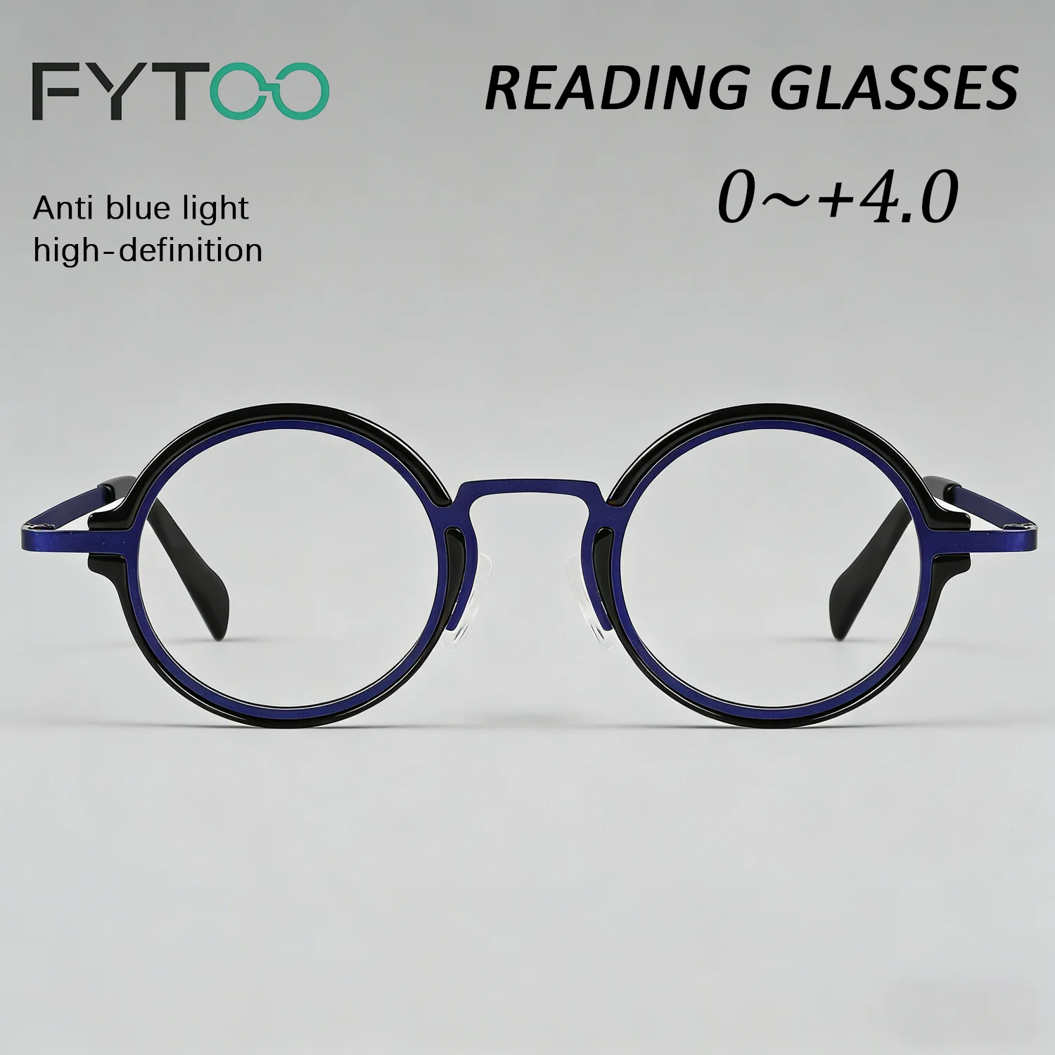 

Fytoo Vintage Round Reading Glasses, Blue Light Blocking Prescription Magnifying Readers +1.0-+4.0 7250LH