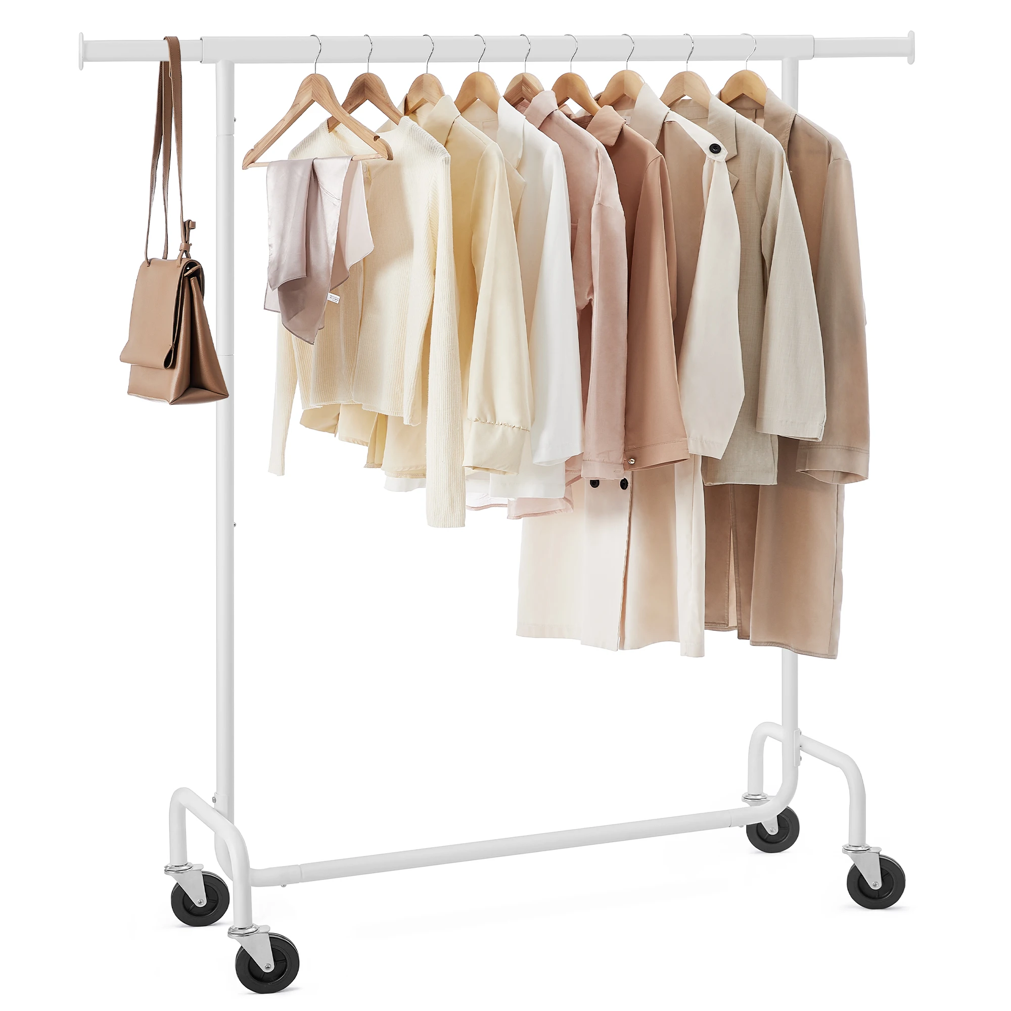 SONGMICS Clothes Rack with Wheels, Heavy-Duty Garment Rack with Extendable Hanging Rod, 286.6 lb Load Capacity