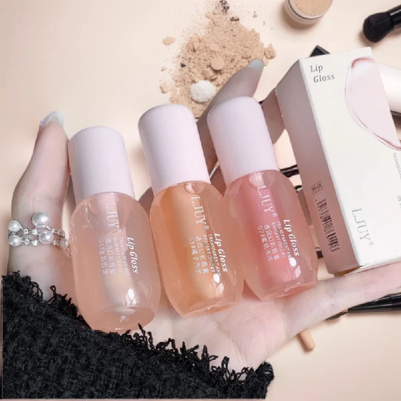 زيت شفاه جيلي كريستالي للفواكه ، ملمع شفاه زجاجي شفاف مرطب ، مضخ شفاف ، مصل سمنة ، مكياج للعناية بالشفاه