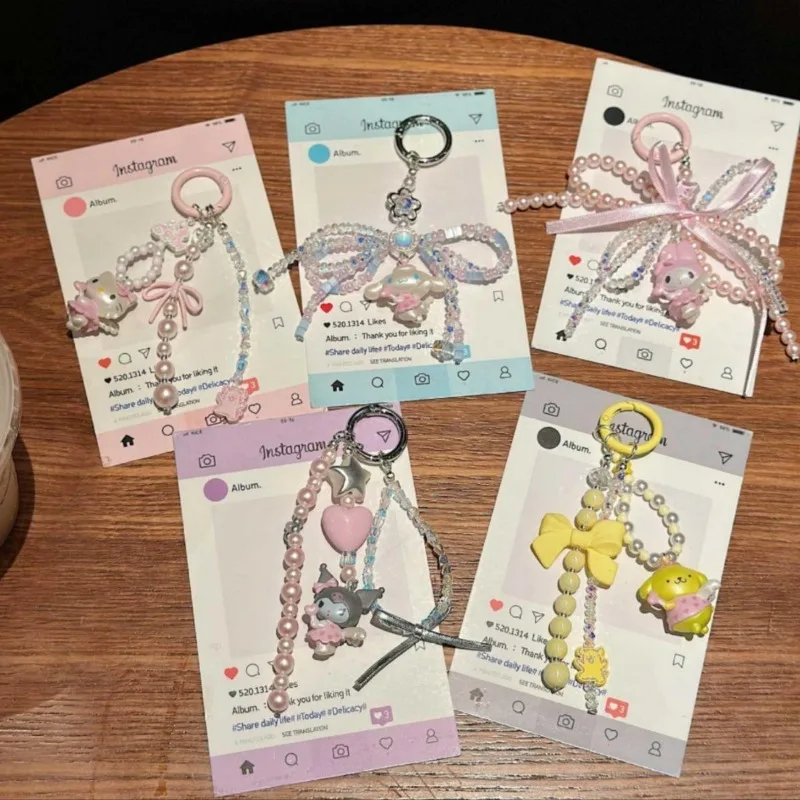 

PomPomPurin Anime Kawaii Sanrio Ins Fashion Keychain Pendant Cute Cartoon Kuromi My Melody Bag Decoration Gifts for Kids