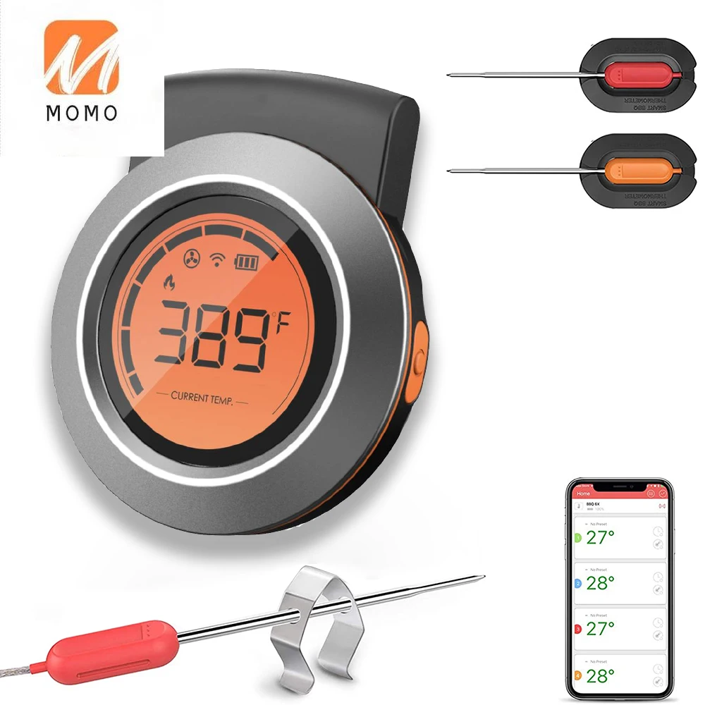 Smart Remote Wireless 2 Channels Waterproof   Meat Thermometer Calibration With Stainless Steel Probe Sensor