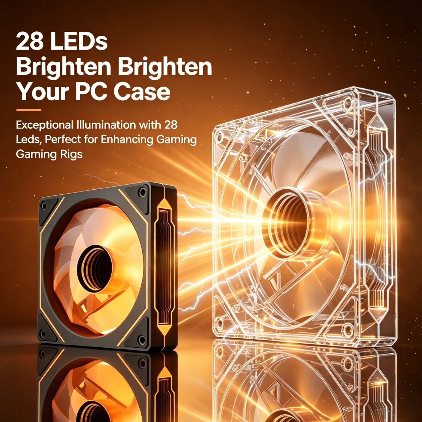 1/3/5 Pcs 120mm Infinite Mirror Design Case Fans with 28 LED Lights PWM Control & ARGB Effect, Hydraulic HDB Bearing