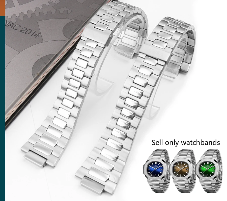 For Patek Philippe Nautilus 5711/5726 Fine steel watch strap male convex 904 stainless steel watch accessories band 25mm