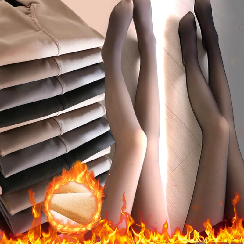 

Thicken 200g/300g Thermal Pantyhose Women Winter Translucent Fleece Warm Tights High Waist Sexy Sheer Warm Leggings Stockings