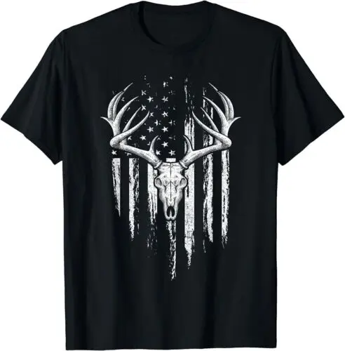 NEW LIMITED Deer Hunting American Flag Bowhunting Whitetail Bow Hunter T-Shirt