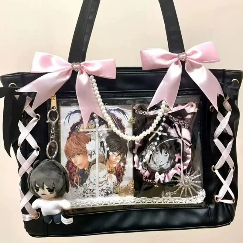 Neue Japanische Süße Schleifen-Ita-Tasche, Lolita-Mädchen Transparente Handtaschen, Modische Große Kapazität Tragetasche, Ästhetische Schultertaschen – Detail 2