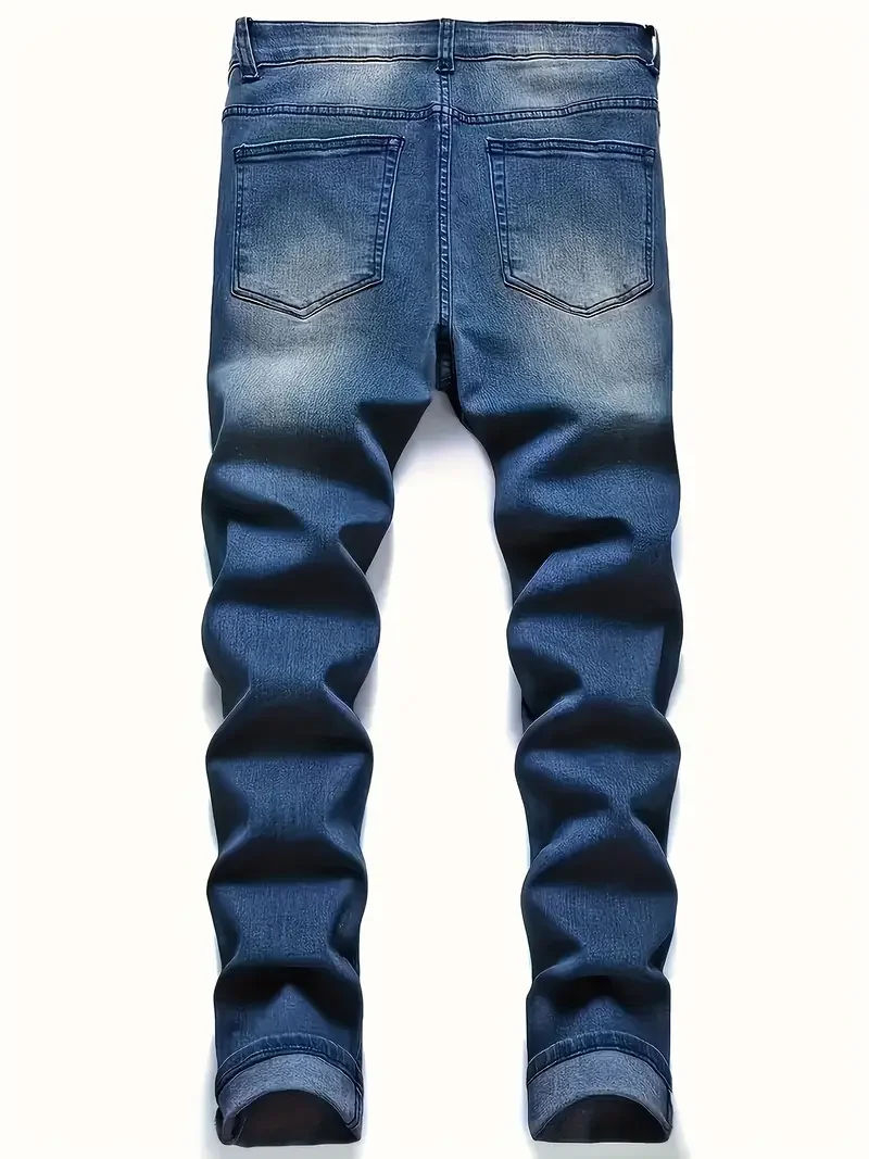 Men's Distressed Stretch Denim Jeans Street Style Ripped Detail Comfortable Versatile All Seasons Everyday Fashion