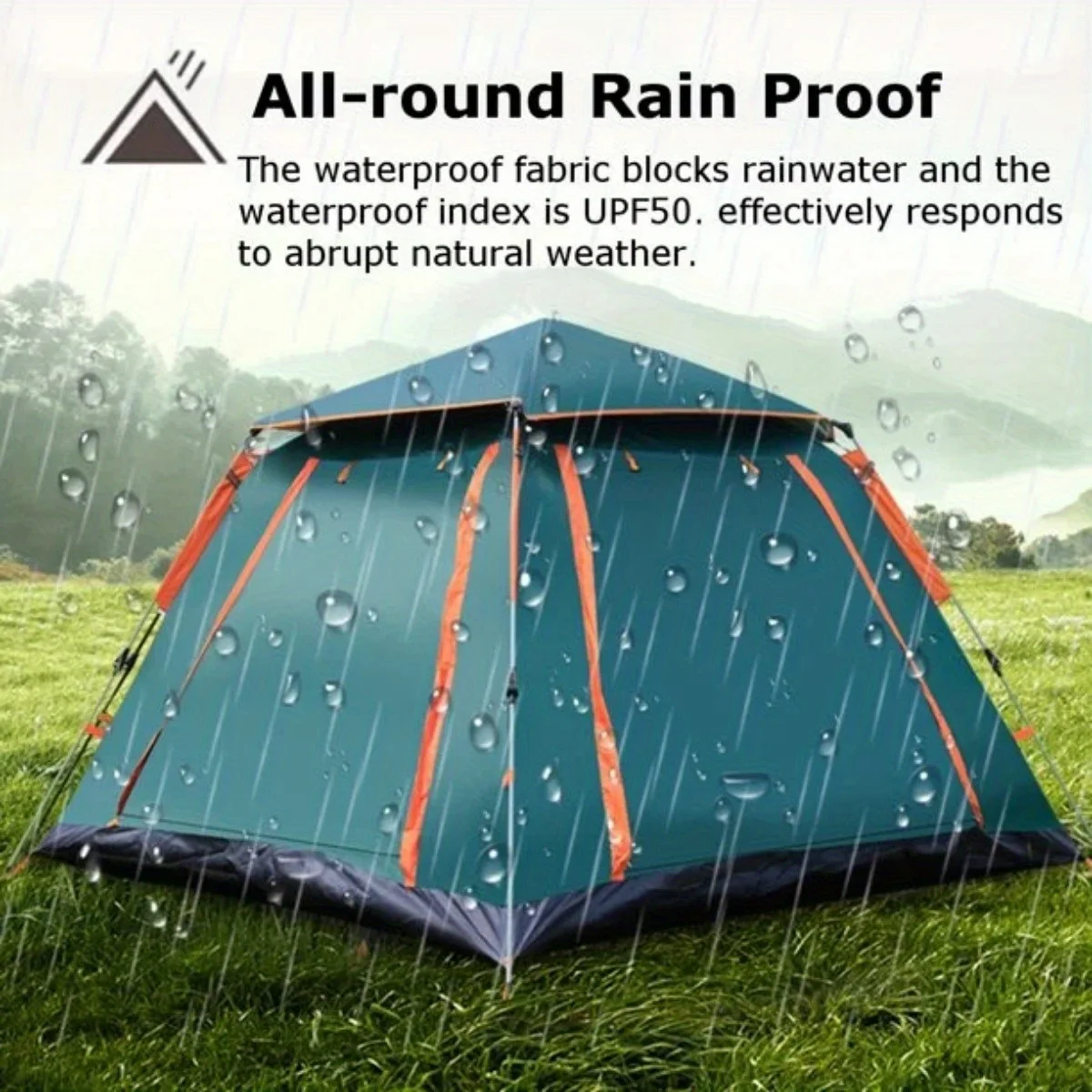 2-3 Person Camping Tent Outdoor Foldable Waterproof Tent with 2 Mosquito Nets Windows Carrying Bag