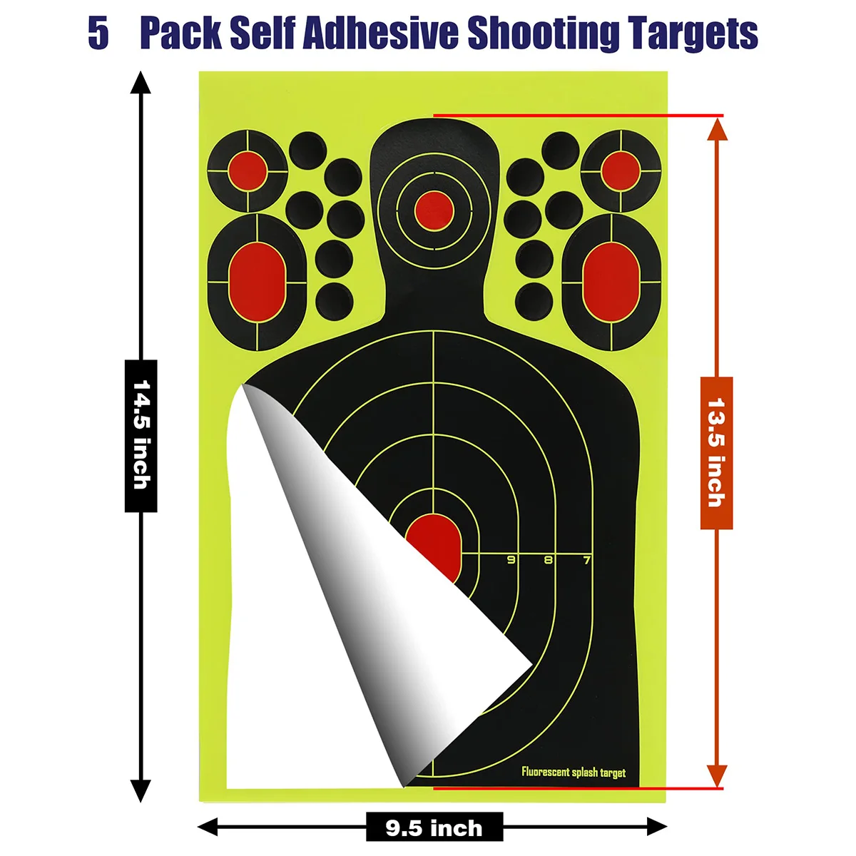 5pcs Silhouettes Splatter Shooting Practice Targets Paper Bright Green Fluorescent Targets Paper Airsoft Shooting Accessories