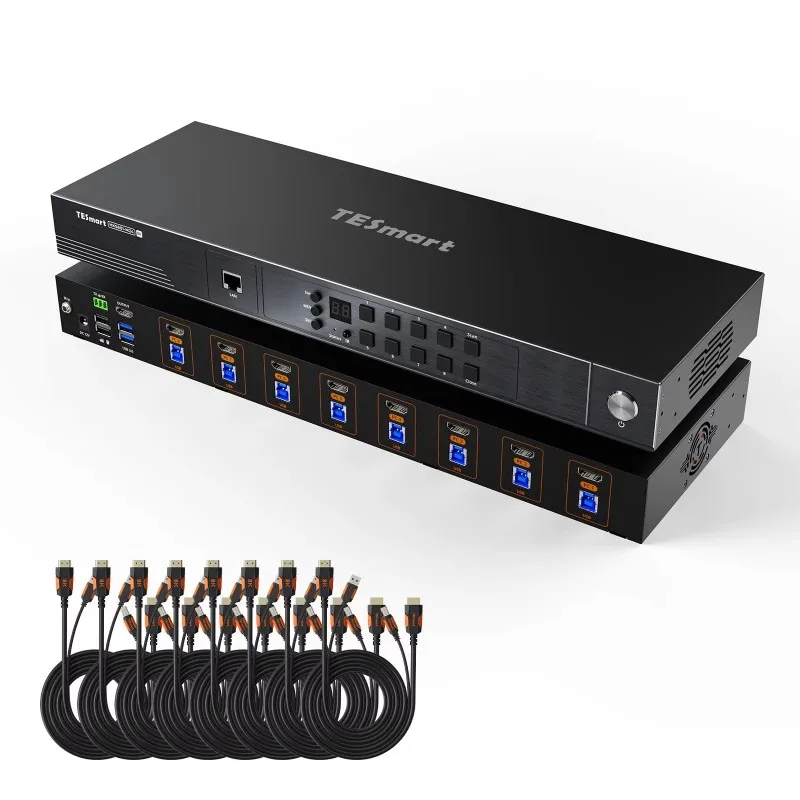 

8 Port 8K KVM Switch HDMI 2.1 8x1 for 8 PCs & 1 Monitor w/ ADI Chip, EDID, VRR, FVA, ALLM, 48Gbps, and Dynamic HDR