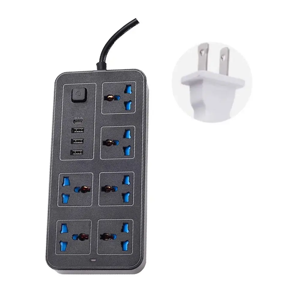 

Multiprise Power Multi Tap 6 AC Sockets & 3 USB 2m Extension Cord Outlet Power Strip Power Button Safe EU US UK