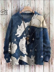Suéter informal unisex con estampado 3D de animales, suéter feo con patrón de tortuga, caballo, conejo, erizo, zorro, búho, pato, Rana, invierno, nuevo